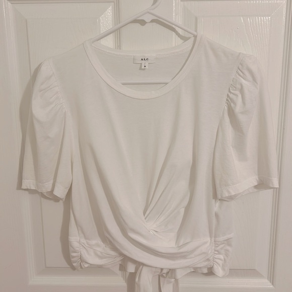 A.L.C. Monica Cropped Tie-Back Short Sleeve Cotton Tee New Size Medium - Picture 6 of 13